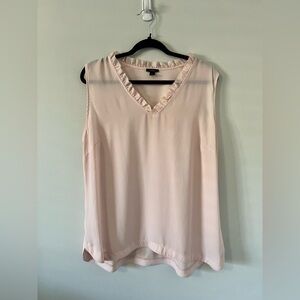 Ann Taylor Blush Ruffle V-Neck Blouse